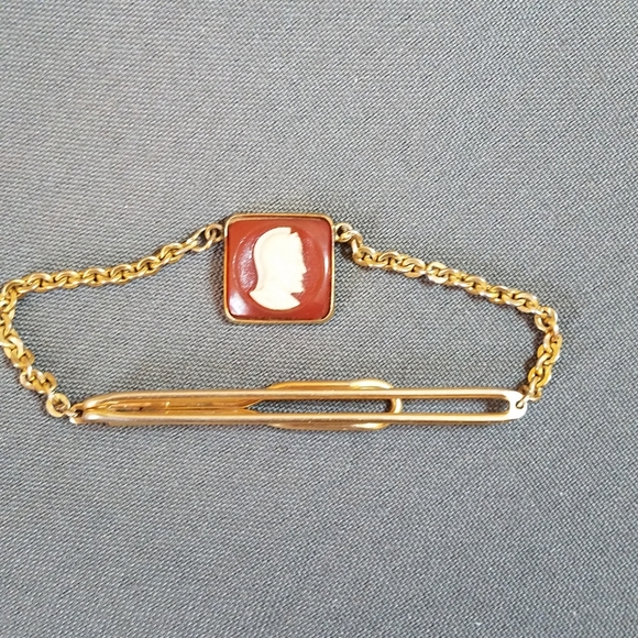 VTG Swank gold tone tie bar roman soldier centurian profile - Picture 3 of 6